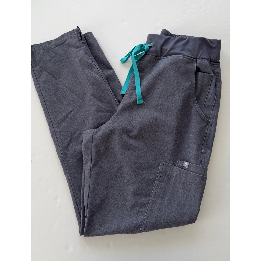 FIGS HW Yola High Waisted Straight Leg Scrub Pants #2627 Gray Heather Medium